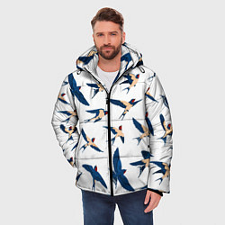 Куртка зимняя мужская Ласточки парят в небе, цвет: 3D-красный — фото 2
