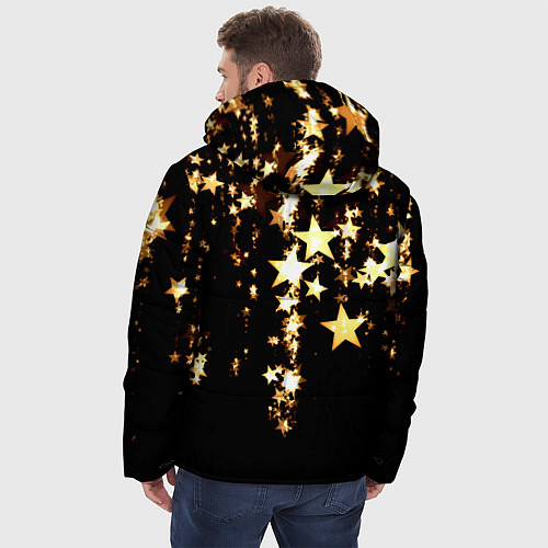 Мужская зимняя куртка Золотые праздничные звезды / 3D-Черный – фото 4