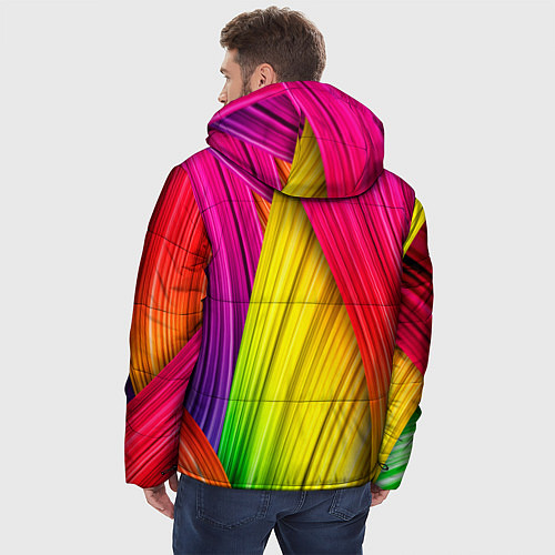 Мужская зимняя куртка Multicolored ribbons / 3D-Черный – фото 4
