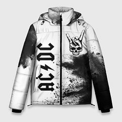 Куртка зимняя мужская AC DC и рок символ на светлом фоне, цвет: 3D-черный