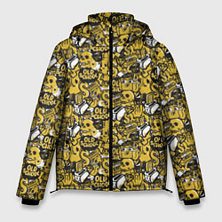 Куртка зимняя мужская Череп старая школа, цвет: 3D-черный