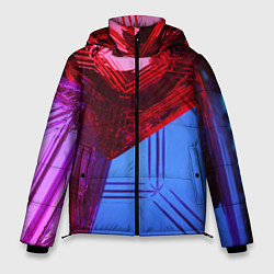 Куртка зимняя мужская Ледяные кубы - Красный, синий, розовый, цвет: 3D-красный