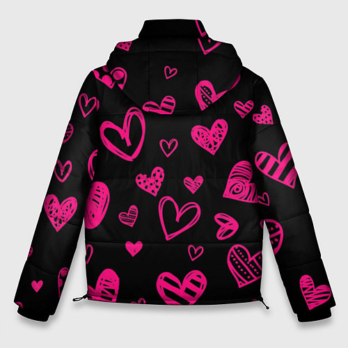 Мужская зимняя куртка Розовые сердца / 3D-Красный – фото 2