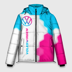 Куртка зимняя мужская Volkswagen neon gradient style: по-вертикали, цвет: 3D-черный