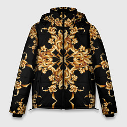 Куртка зимняя мужская Золотая гжель цветы, цвет: 3D-черный