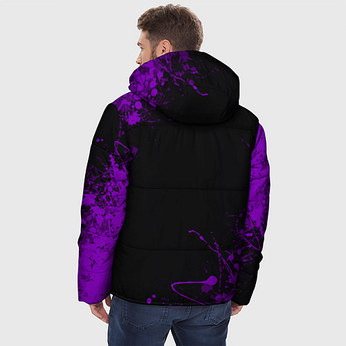 Мужская зимняя куртка Blink 182 фиолетовые брызги / 3D-Черный – фото 4