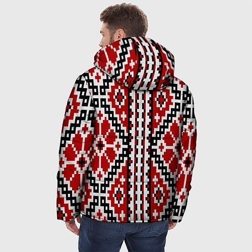 Мужская зимняя куртка Вышивка геометрический узор крест / 3D-Черный – фото 4