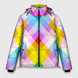 Куртка зимняя мужская Узор из разноцветных ромбов, цвет: 3D-светло-серый