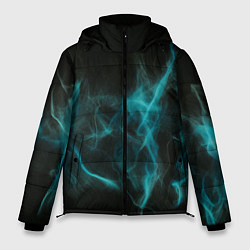 Куртка зимняя мужская Абстрактный голубой дым, цвет: 3D-красный