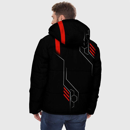 Мужская зимняя куртка Samurai - Красный техно - Киберпанк / 3D-Черный – фото 4
