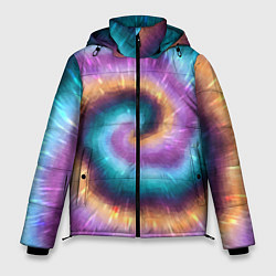 Куртка зимняя мужская Сине-фиолетовый тай дай, цвет: 3D-красный