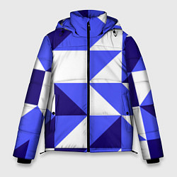 Куртка зимняя мужская Абстрактный сине-белый паттерн, цвет: 3D-черный