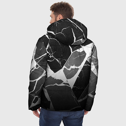 Мужская зимняя куртка Черно-белый мрамор с трещинами / 3D-Черный – фото 4