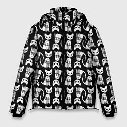 Куртка зимняя мужская Скелет кошки - Halloween pattern, цвет: 3D-черный