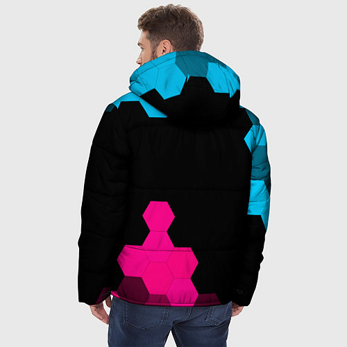 Мужская зимняя куртка Zelda - neon gradient: надпись, символ / 3D-Черный – фото 4
