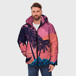 Куртка зимняя мужская Человек отдыхает в гамаке под пальмами, цвет: 3D-светло-серый — фото 2