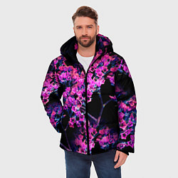 Куртка зимняя мужская Цветочки арт, цвет: 3D-красный — фото 2