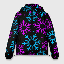 Куртка зимняя мужская Неоновые снежинки, цвет: 3D-светло-серый