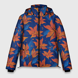 Куртка зимняя мужская Осенние абстрактные цветы, цвет: 3D-красный