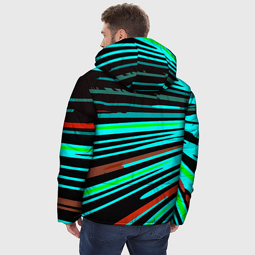 Мужская зимняя куртка Расходящиеся неоновые лучи / 3D-Черный – фото 4