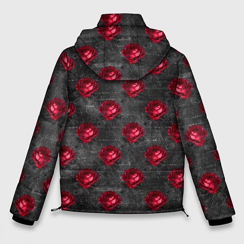 Мужская зимняя куртка Красные бутоны цветов / 3D-Красный – фото 2