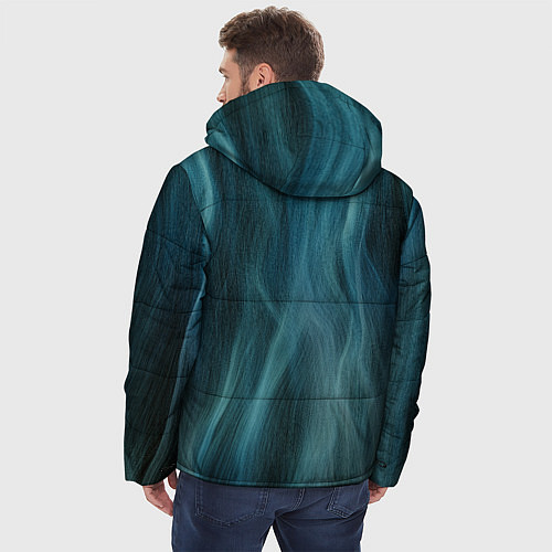 Мужская зимняя куртка Прерывистый абстрактный синий дым во тьме / 3D-Красный – фото 4