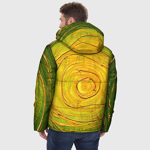 Мужская зимняя куртка Желто-зеленая текстурная абстракция акрилом / 3D-Черный – фото 4