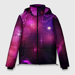 Куртка зимняя мужская Фиолетовые неоновые блики, цвет: 3D-светло-серый