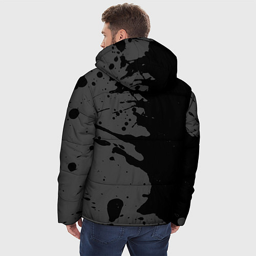 Мужская зимняя куртка CreepyPasta glitch на темном фоне: по-вертикали / 3D-Черный – фото 4