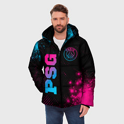 Куртка зимняя мужская PSG - neon gradient: надпись, символ, цвет: 3D-черный — фото 2