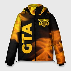 Куртка зимняя мужская GTA - gold gradient: надпись, символ, цвет: 3D-черный