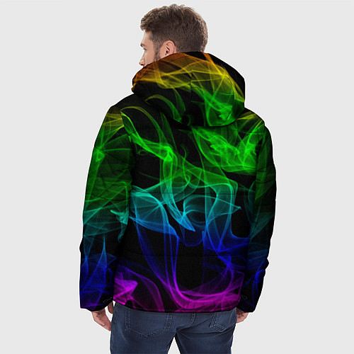 Мужская зимняя куртка Разноцветный неоновый дым / 3D-Черный – фото 4