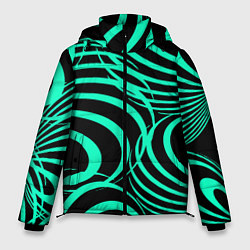 Куртка зимняя мужская Зелёные полоски, цвет: 3D-черный