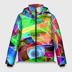 Куртка зимняя мужская Цветная геометрическая композиция - лето, цвет: 3D-светло-серый
