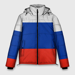 Куртка зимняя мужская Триколор - флаг России плетёный, цвет: 3D-красный