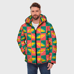 Куртка зимняя мужская Геометрический цветной узор, цвет: 3D-красный — фото 2