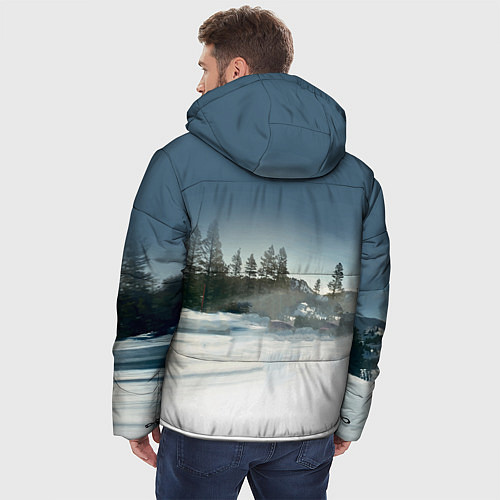 Мужская зимняя куртка Крутая бэха мчится по лесной дороге / 3D-Черный – фото 4