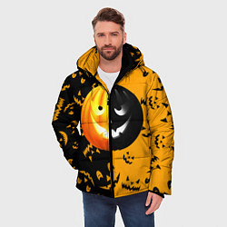 Куртка зимняя мужская Тыква на Хэллоуин, цвет: 3D-красный — фото 2