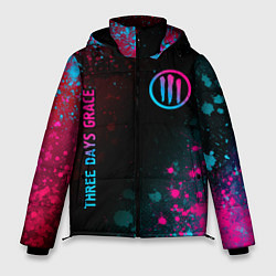 Куртка зимняя мужская Three Days Grace - neon gradient: надпись, символ, цвет: 3D-черный