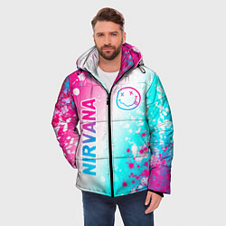 Куртка зимняя мужская Nirvana neon gradient style: надпись, символ, цвет: 3D-черный — фото 2