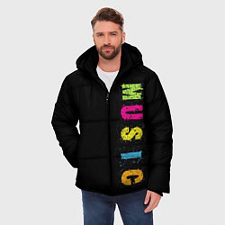 Куртка зимняя мужская Music разноцветная музыка, цвет: 3D-черный — фото 2