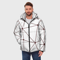Куртка зимняя мужская Геометрические линии на белом фоне, цвет: 3D-красный — фото 2