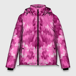 Куртка зимняя мужская Яркий малиново-розовый геометрический узор, цвет: 3D-красный