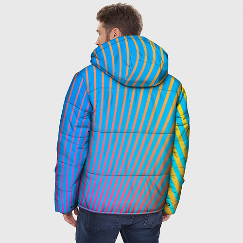 Мужская зимняя куртка Абстрактные линии / 3D-Черный – фото 4