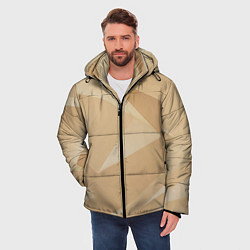 Куртка зимняя мужская Золотистые абстрактные геометрические фигуры, цвет: 3D-красный — фото 2