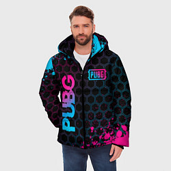 Куртка зимняя мужская PUBG - neon gradient: надпись, символ, цвет: 3D-черный — фото 2