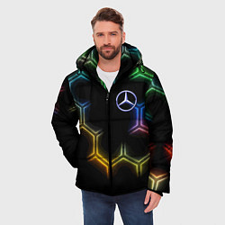Куртка зимняя мужская Mercedes - neon pattern, цвет: 3D-черный — фото 2