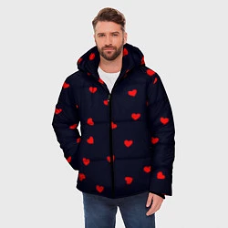 Куртка зимняя мужская Сердечки, цвет: 3D-черный — фото 2