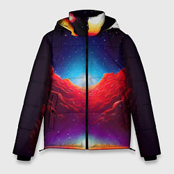 Куртка зимняя мужская Красные облака туманности в космическом пространст, цвет: 3D-красный