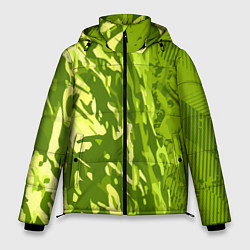 Куртка зимняя мужская Зеленый абстрактный камуфляж, цвет: 3D-светло-серый
